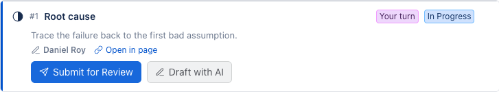 Section card with the Draft with AI button next to Submit for Review